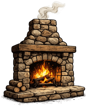 Stone fireplace