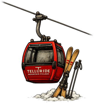 Gondola and skis